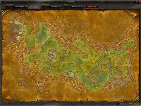 where is ashenvale in wow map