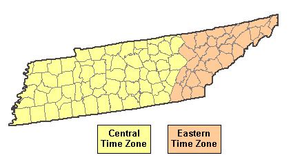 where does time change in tn map