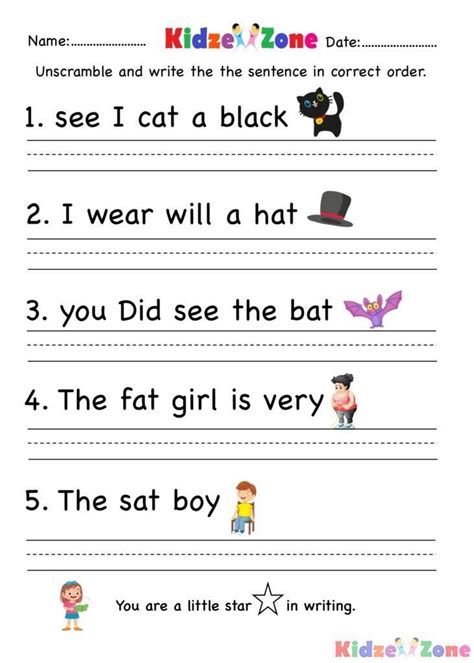 where in a sentence for kindergarten