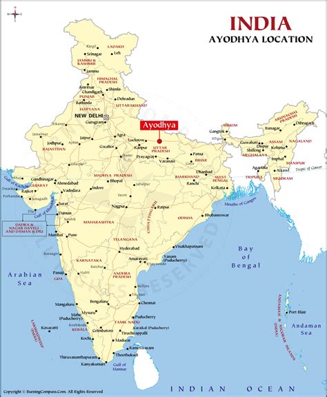 where is ayodhya in india map