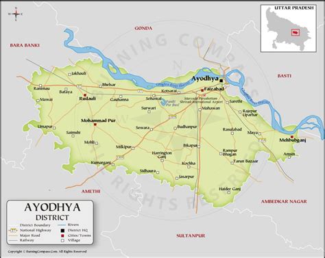 where is ayodhya in up map