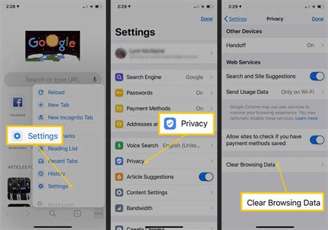 where is clear browsing data on iphone