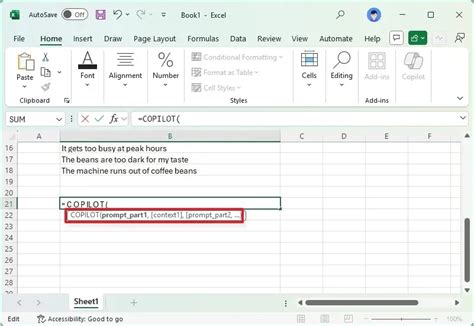 Find Copilot in Excel