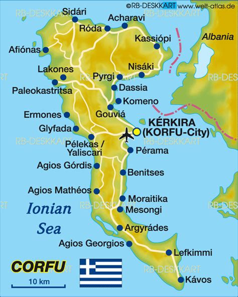 where is dassia on map of corfu