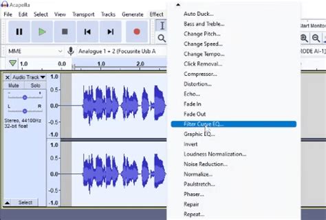 Where Is Equalization In Audacity 3.1.3