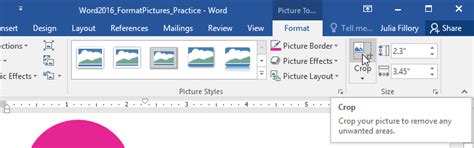 where is format tab in word 2016