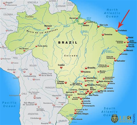 where is fortaleza brazil on a map