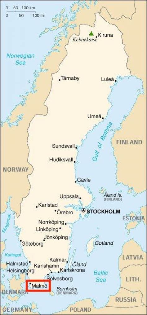 where is malmo sweden on a map