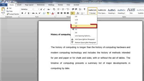 where is paragraph spacing in word
