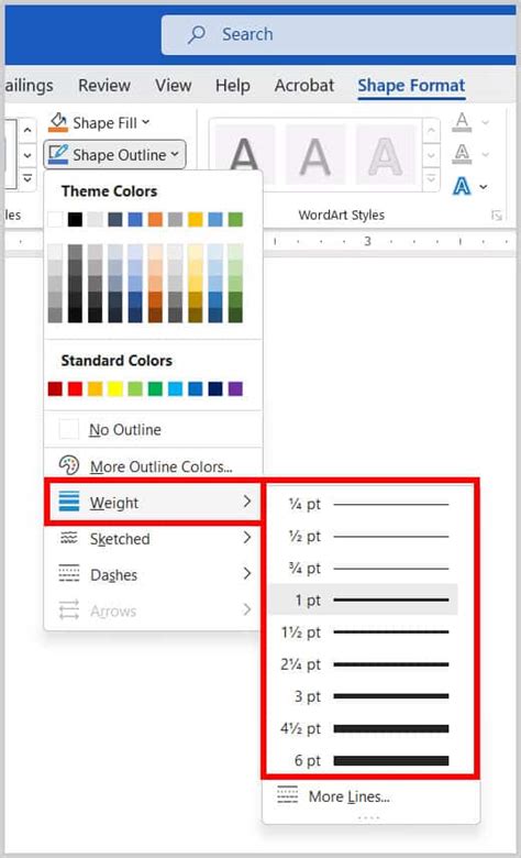 where is shape format tab in word