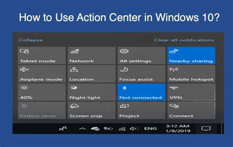 where is the action center in windows 10