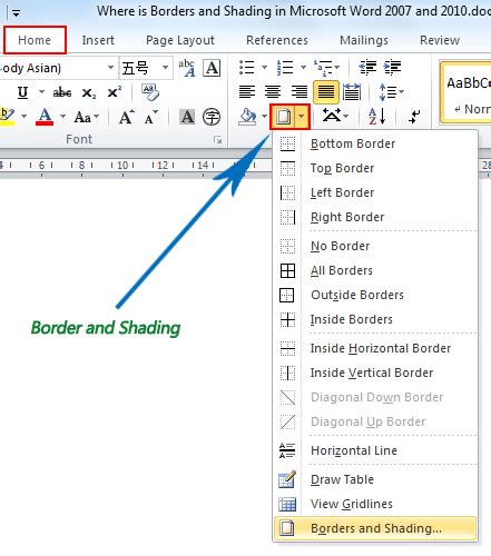 Where Is The Borders Button In Word