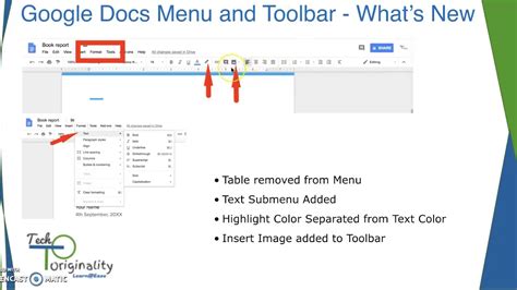 where is the menu bar in google docs
