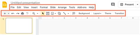 where is the menu bar in google slides