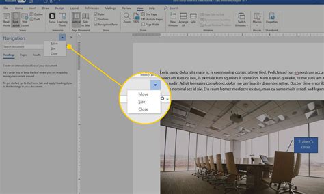 where is the navigation task pane in word
