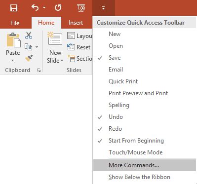 Where Is The Quick Access Toolbar In Powerpoint 2016