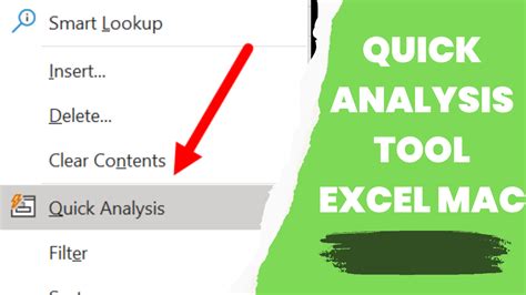 where is the quick analysis tool in excel on mac