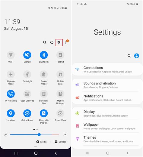 where is the settings button on android
