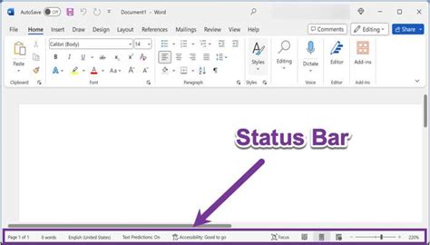 where is the status bar in google docs