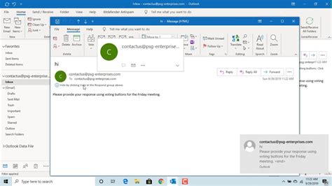 where is the vote button in outlook 365