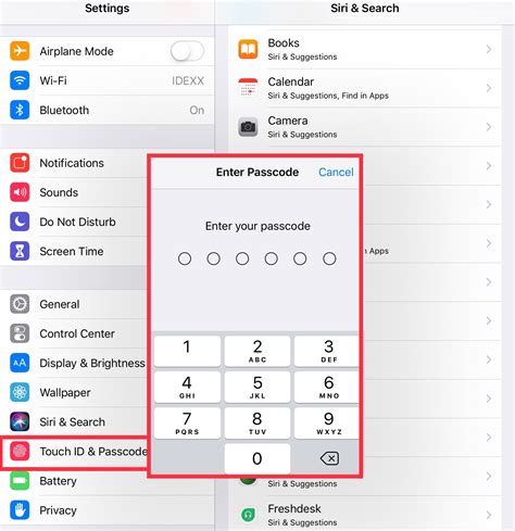 where is touch id and passcode on ipad