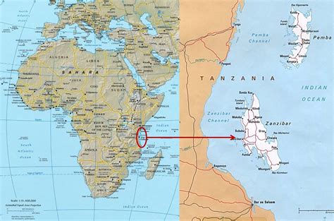 where is zanzibar in africa on a map