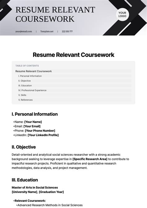 where to add relevant coursework on resume