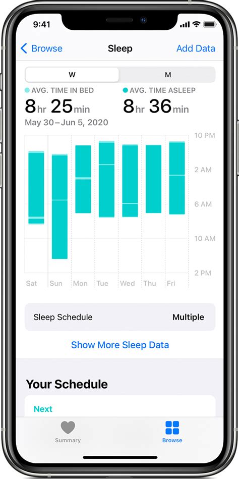 where to check sleep data on iphone