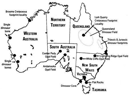 where to find ammonite fossils in australia map
