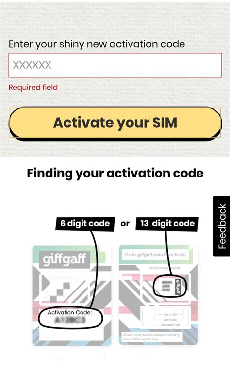 where to find giffgaff activation code
