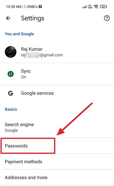 where to find my saved passwords on android