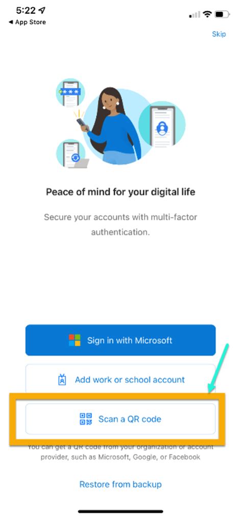 where to find organization qr code for microsoft authenticator