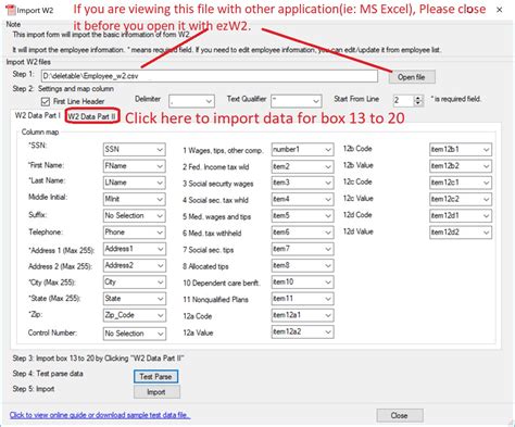 where to find w2 import code