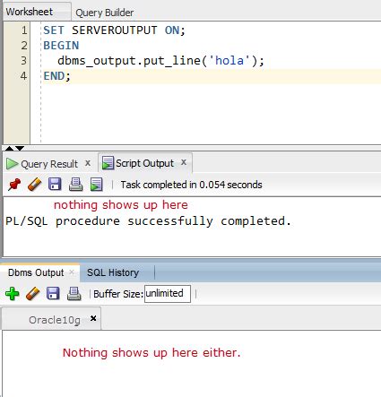 where to see dbms_output put_line in sql developer