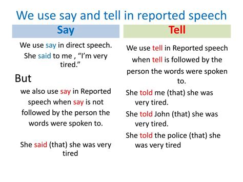 where to use said and told in reported speech