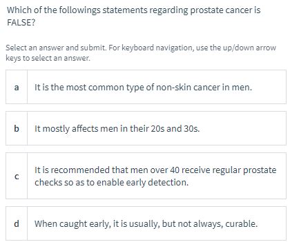13 Which of the following statements regarding prostate