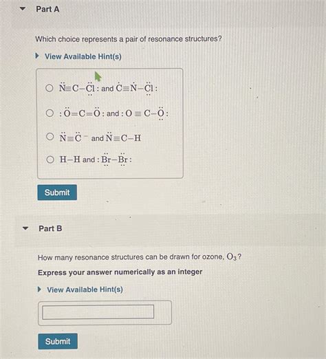 which choice represents a pair of resonance structures