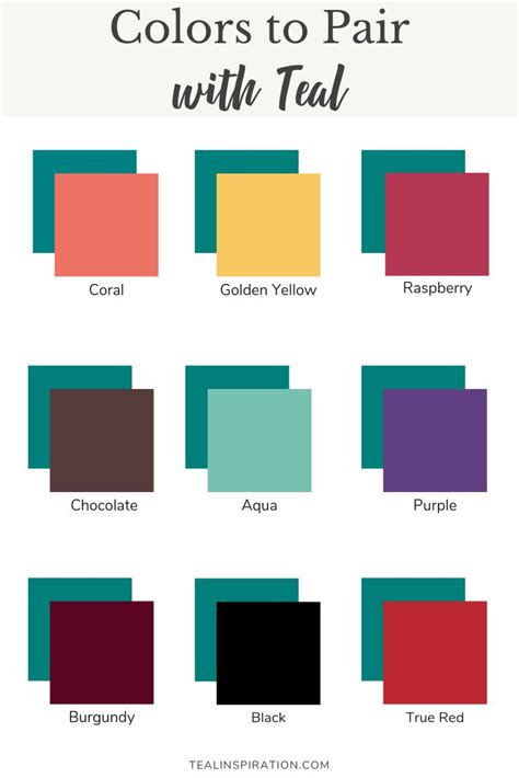 which colours go with teal