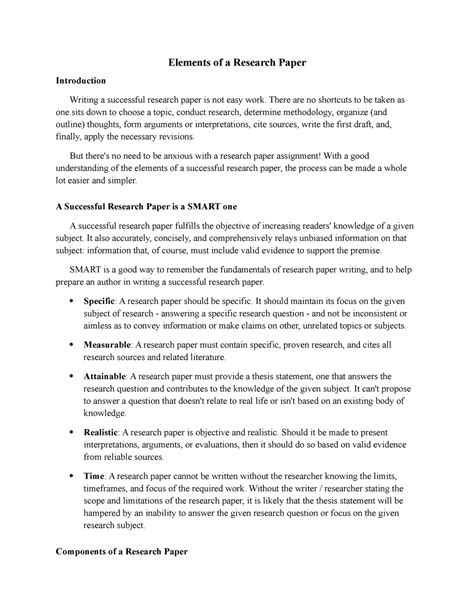 which element is not necessary in a research paper