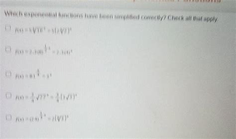 which exponential functions have been simplified correctly