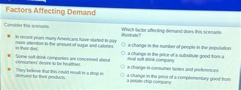 which factor affecting demand does this scenario illustrate