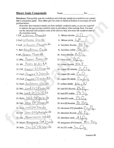 which is a binary ionic compound quizlet