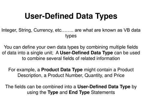 Which Is A Valid Definition Of A User Defined Data Type