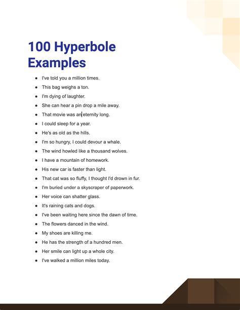 which is an example of hyperbole 5 points