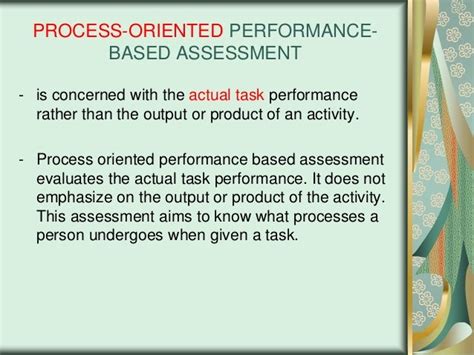 which is example of process based assessment