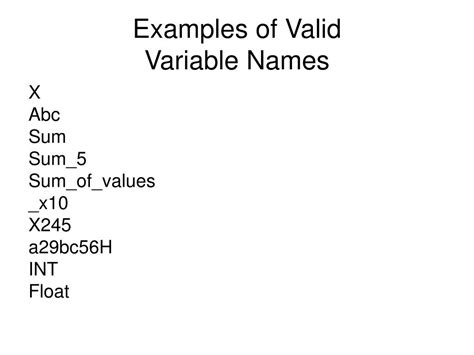 Which Is Not A Valid Variable Name