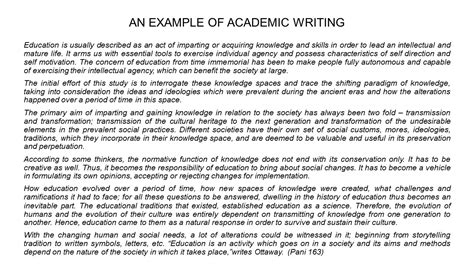 which is not an example of academic writing