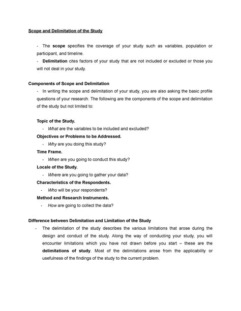which is not included in the scope and delimitation of the study