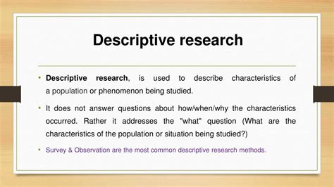 which method is not a descriptive research technique