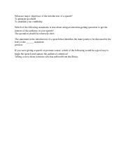 which of the following is a major objective of a speech introduction quizlet